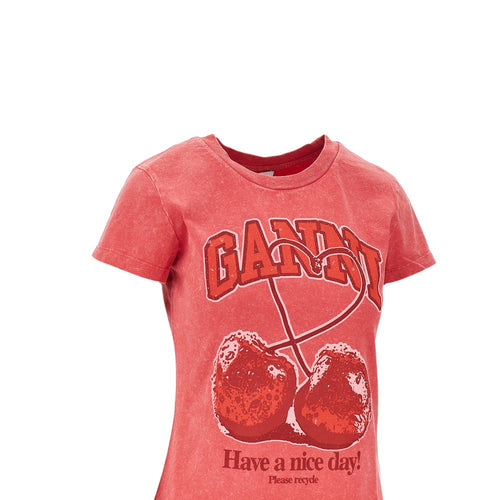 Ganni Jersey T-shirt with 'Cherry' print