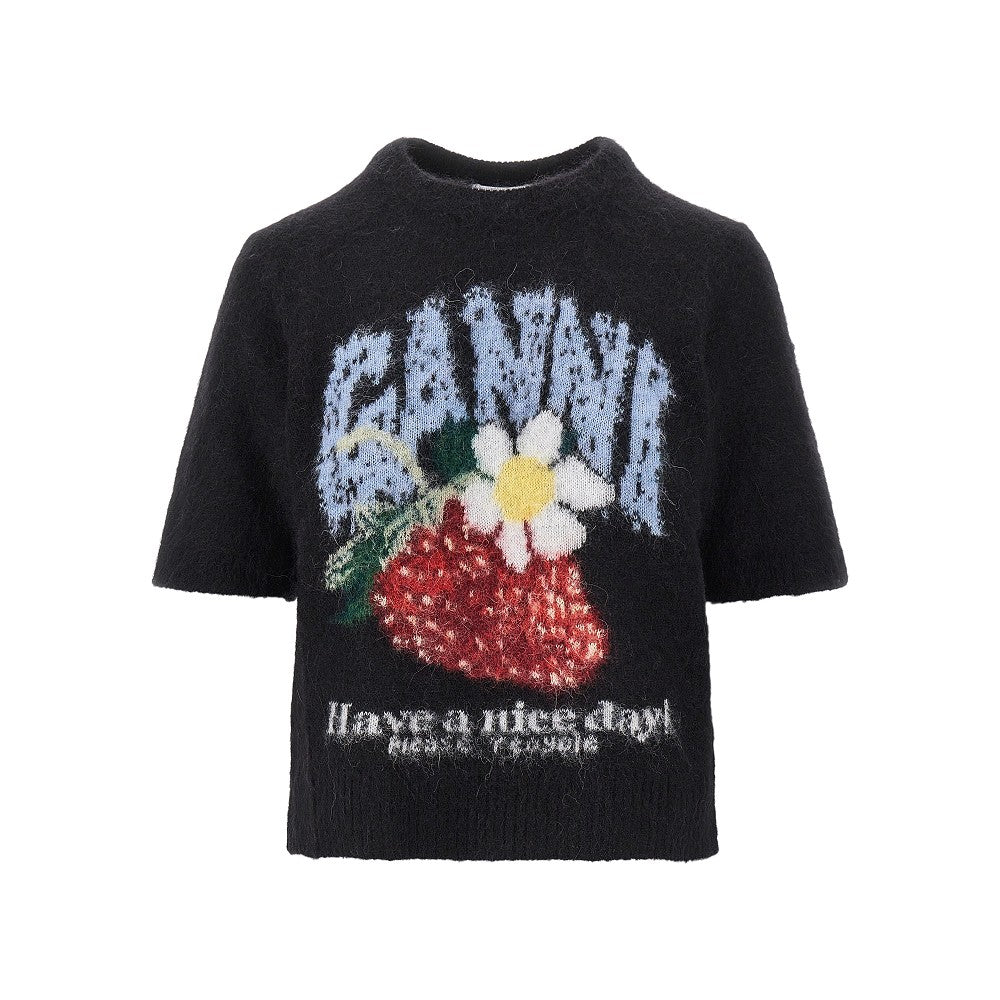 Ganni Wool-blend knitted top