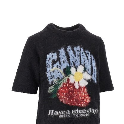 Ganni Wool-blend knitted top