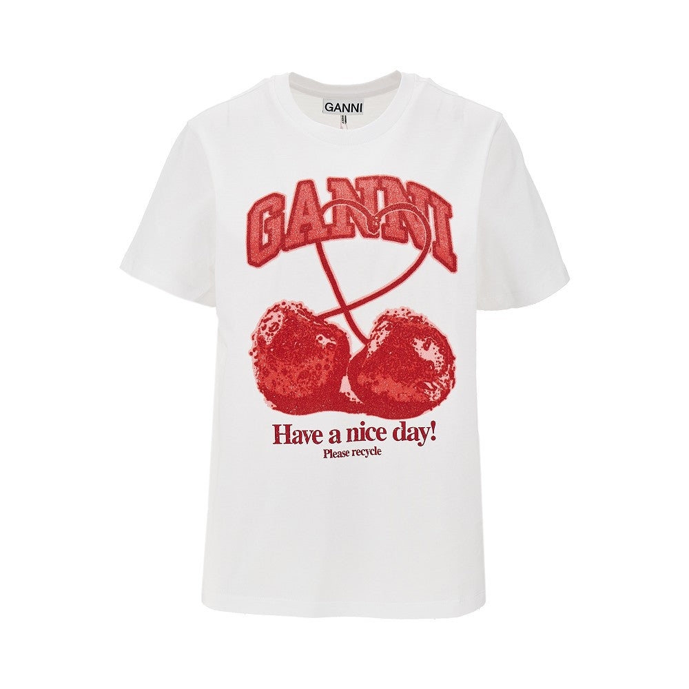 Ganni Cotton T-shirt with 'Cherry' print