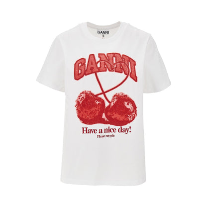 Ganni Cotton T-shirt with 'Cherry' print
