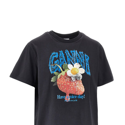 Ganni Cotton T-shirt with 'Strawberry' print