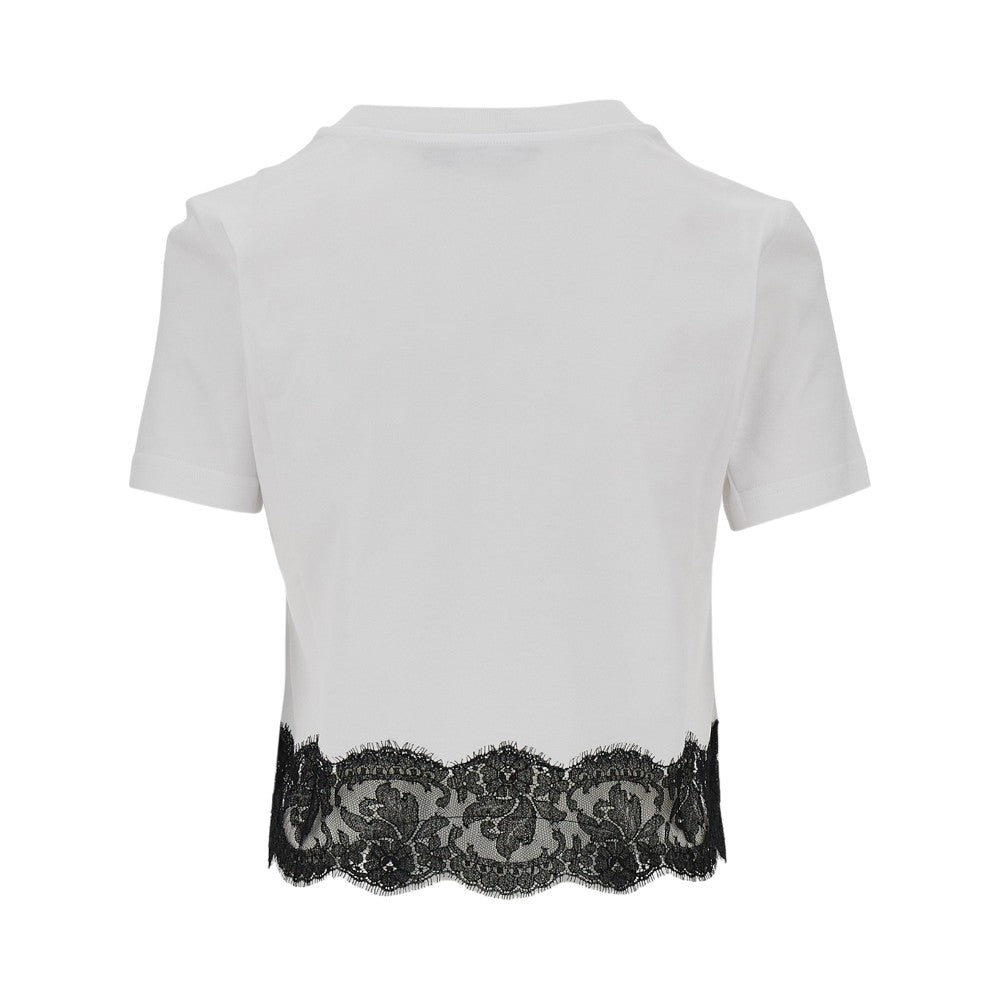 DOLCE&GABBANA Cropped T-shirt with lace trimming