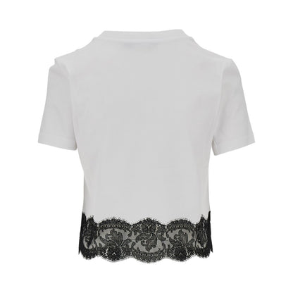 DOLCE&GABBANA Cropped T-shirt with lace trimming