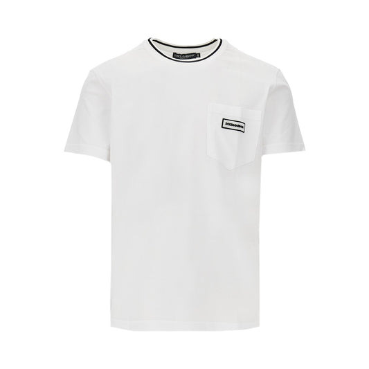DOLCE&GABBANA T-shirt with pocket and logo patch