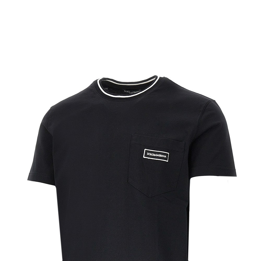 DOLCE&GABBANA T-shirt with pocket and logo patch