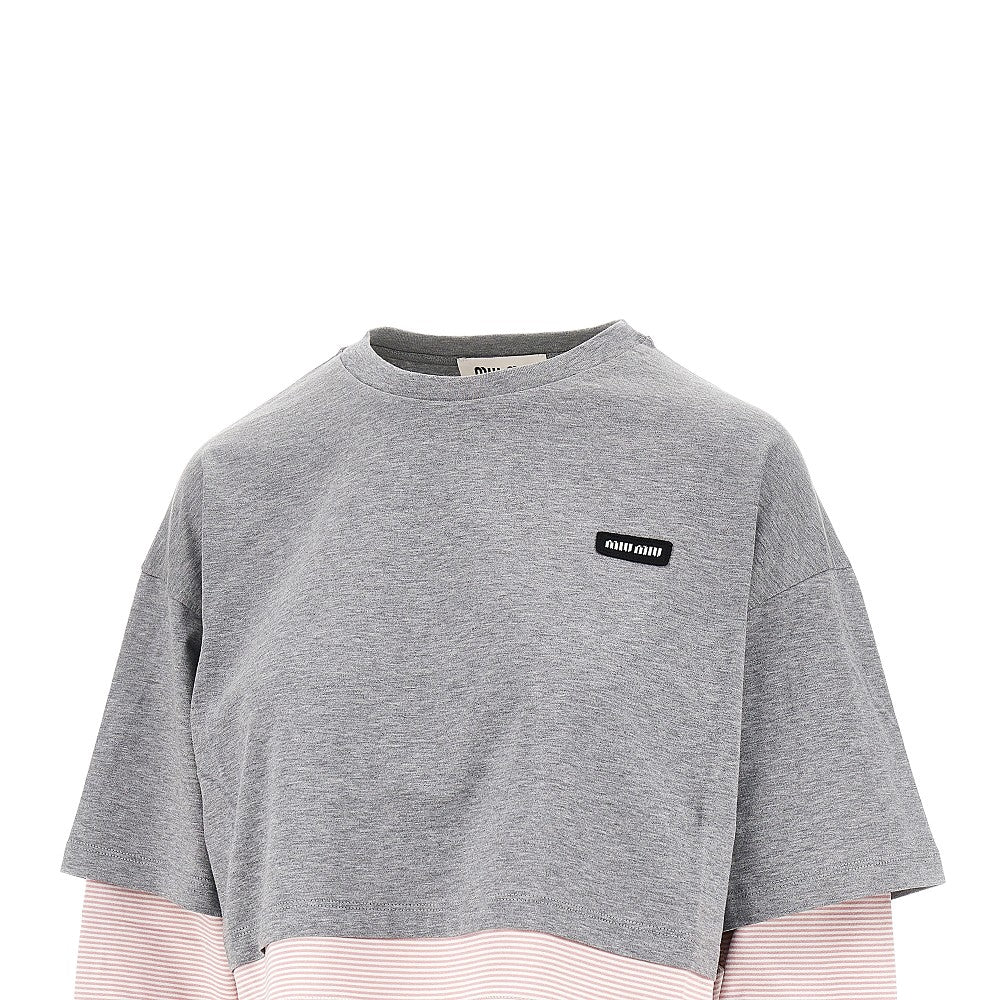 MIU MIU Layering effect cropped T-shirt