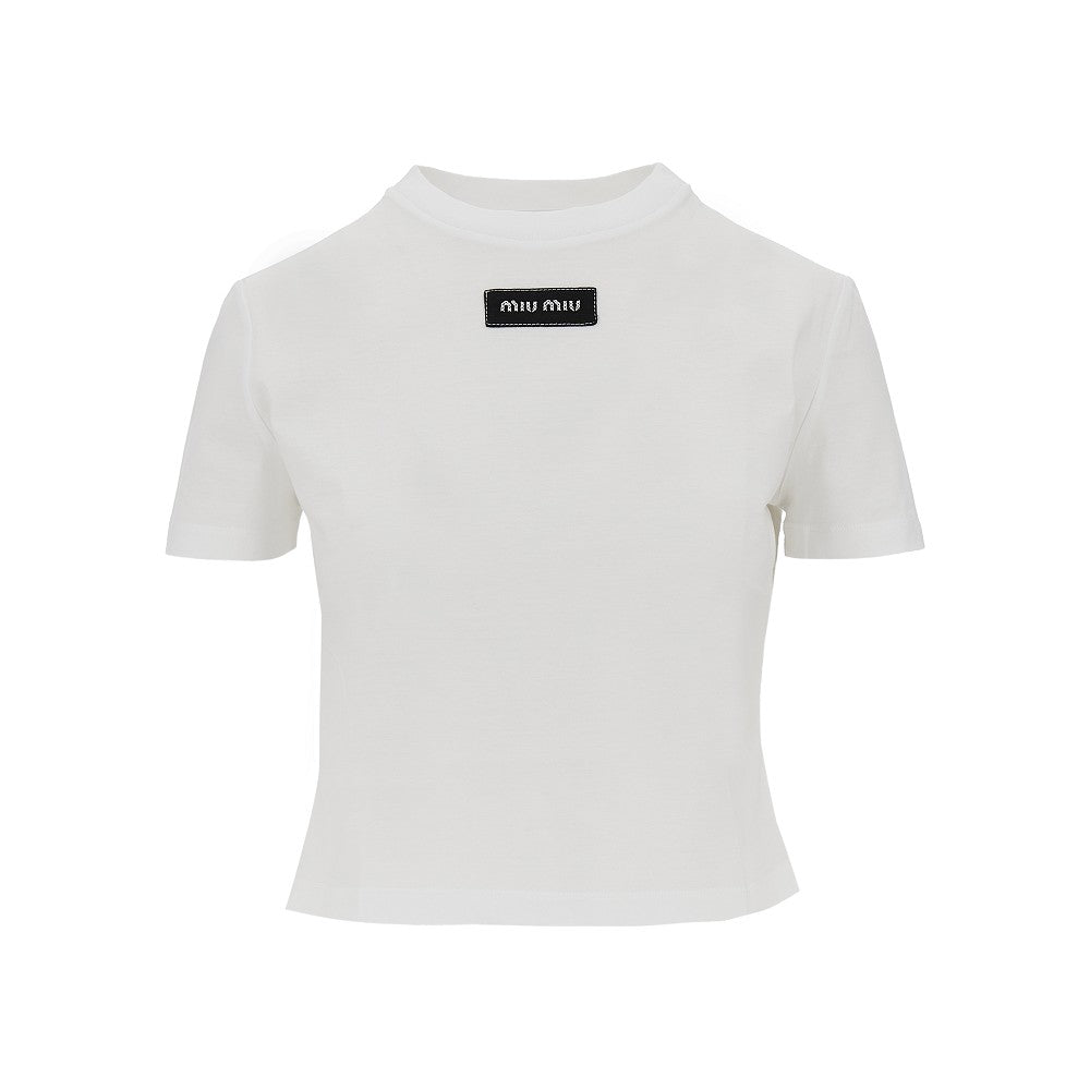 MIU MIU Logo patch cropped T-shirt