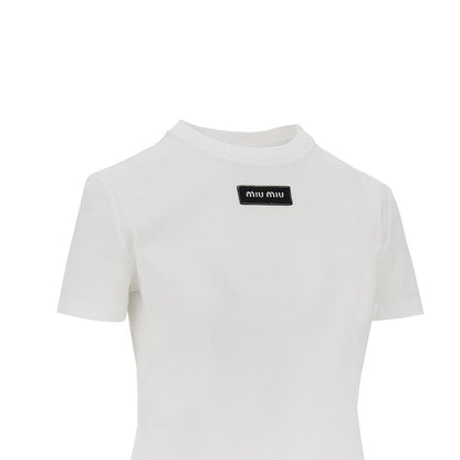 MIU MIU Logo patch cropped T-shirt