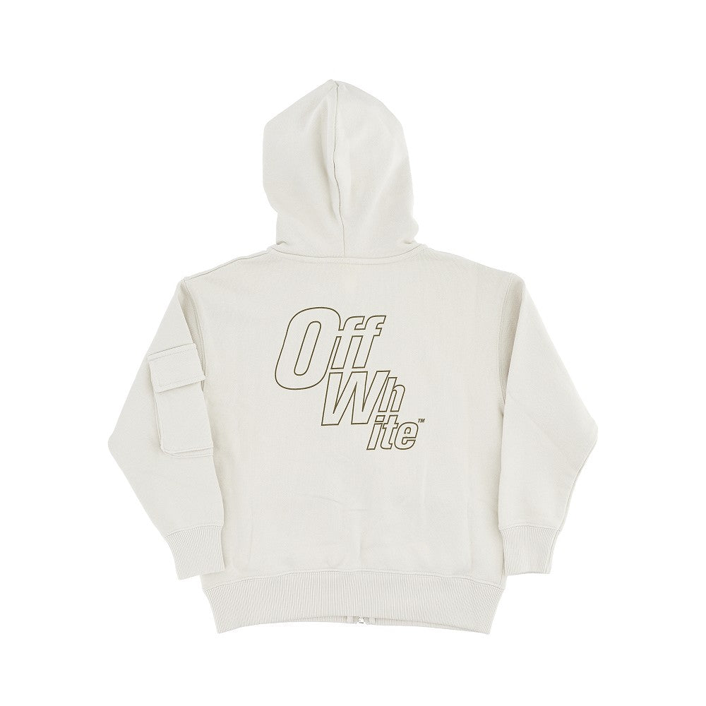 OFF WHITE Full-zip hoodie with cargo pockets