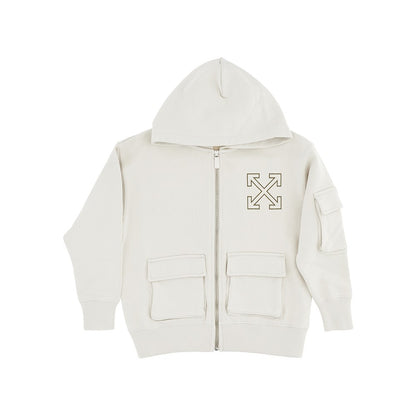 OFF WHITE Full-zip hoodie with cargo pockets