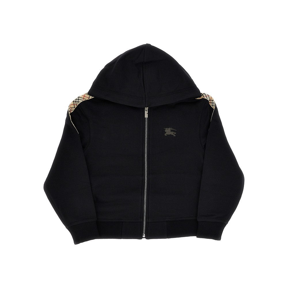 BURBERRY Full-zip hoodie with Check trimmings