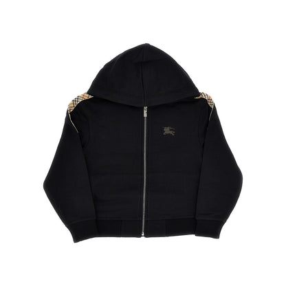 BURBERRY Full-zip hoodie with Check trimmings