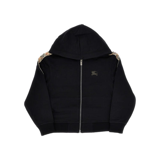BURBERRY Full-zip hoodie with Check trimmings