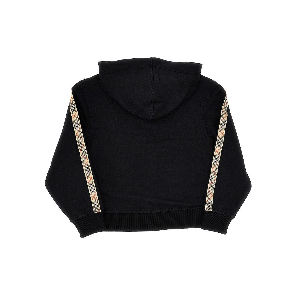 BURBERRY Full-zip hoodie with Check trimmings