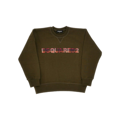 DSQUARED2 Check logo patch crewneck sweatshirt