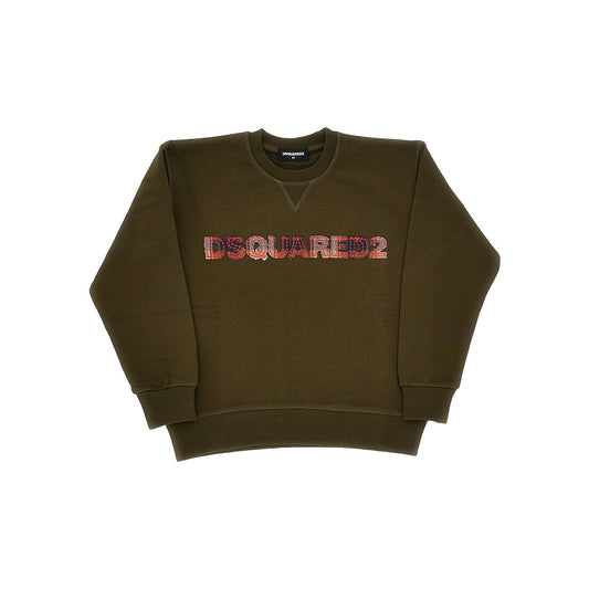 DSQUARED2 Check logo patch crewneck sweatshirt