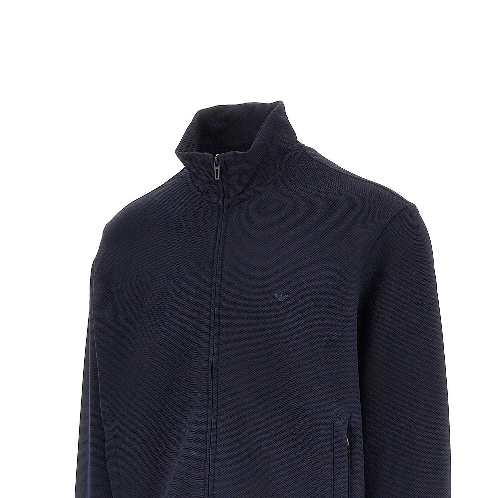 EMPORIO ARMANI Piquet jersey full-zip sweatshirt
