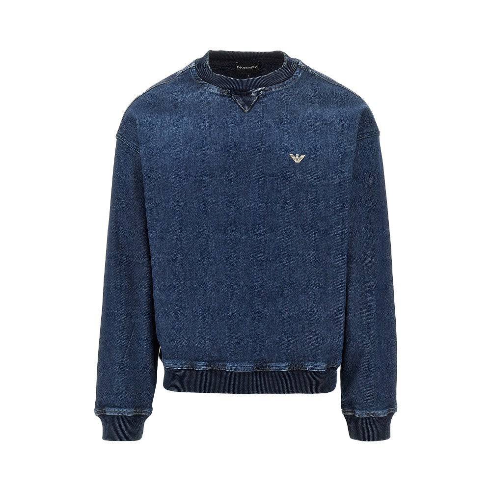 EMPORIO ARMANI Denim crewneck sweatshirt