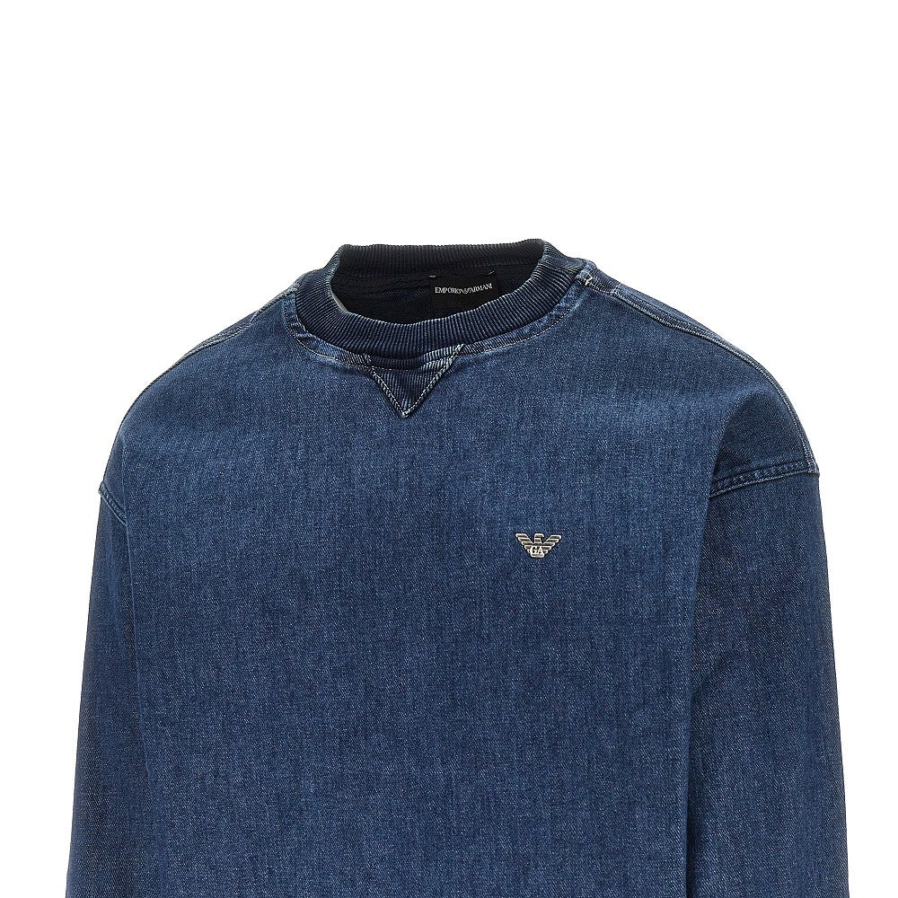 EMPORIO ARMANI Denim crewneck sweatshirt