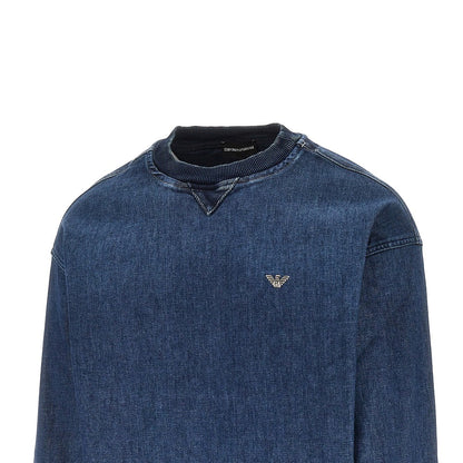 EMPORIO ARMANI Denim crewneck sweatshirt