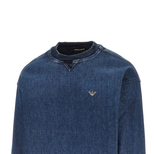 EMPORIO ARMANI Denim crewneck sweatshirt