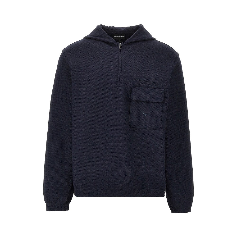 EMPORIO ARMANI Travel Essential piquet jersey hoodie