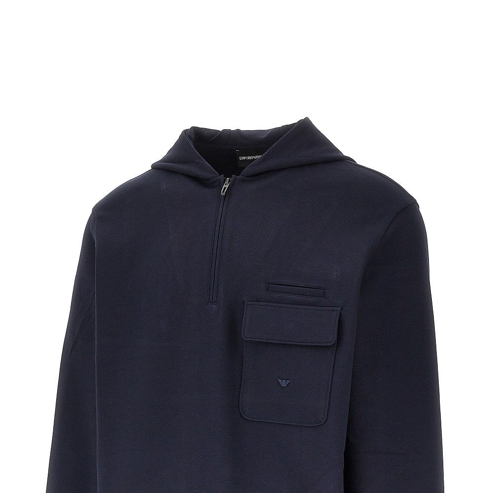 EMPORIO ARMANI Travel Essential piquet jersey hoodie