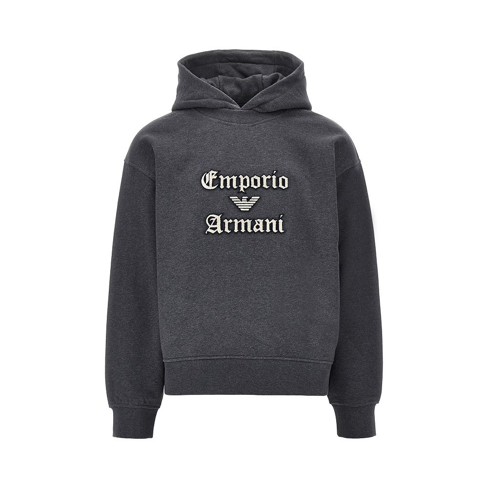 EMPORIO ARMANI Soft Touch logo embroidery hoodie