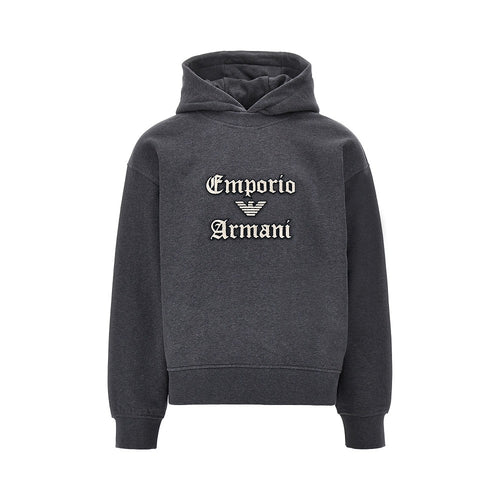 EMPORIO ARMANI Soft Touch logo embroidery hoodie