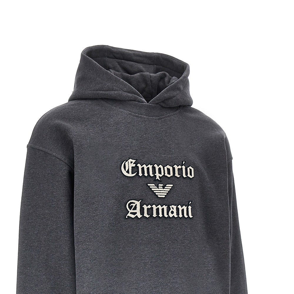 EMPORIO ARMANI Soft Touch logo embroidery hoodie