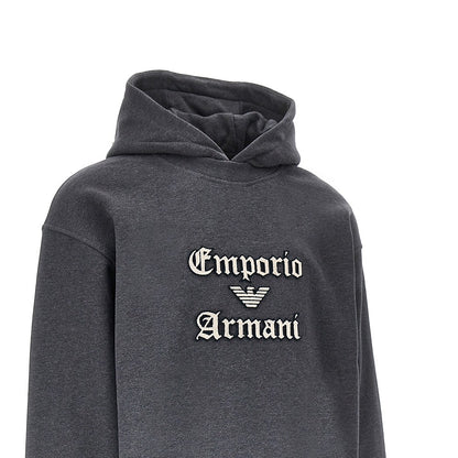 EMPORIO ARMANI Soft Touch logo embroidery hoodie