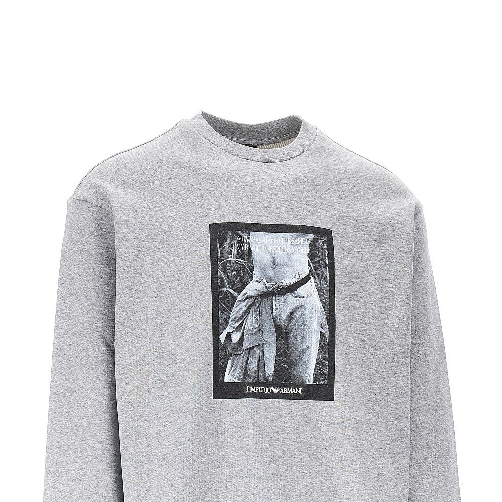 EMPORIO ARMANI Logo print crewneck sweatshirt