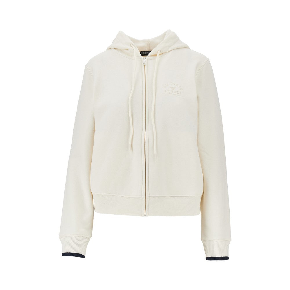 Ea Bodywear Logo embroidery full-zip hoodie