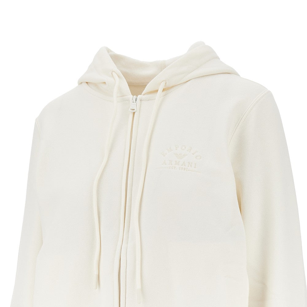 Ea Bodywear Logo embroidery full-zip hoodie