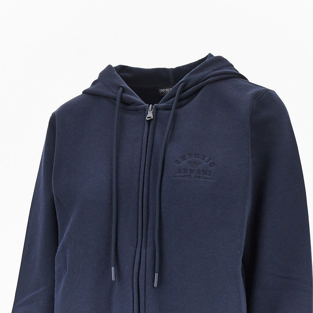 Ea Bodywear Logo embroidery full-zip hoodie
