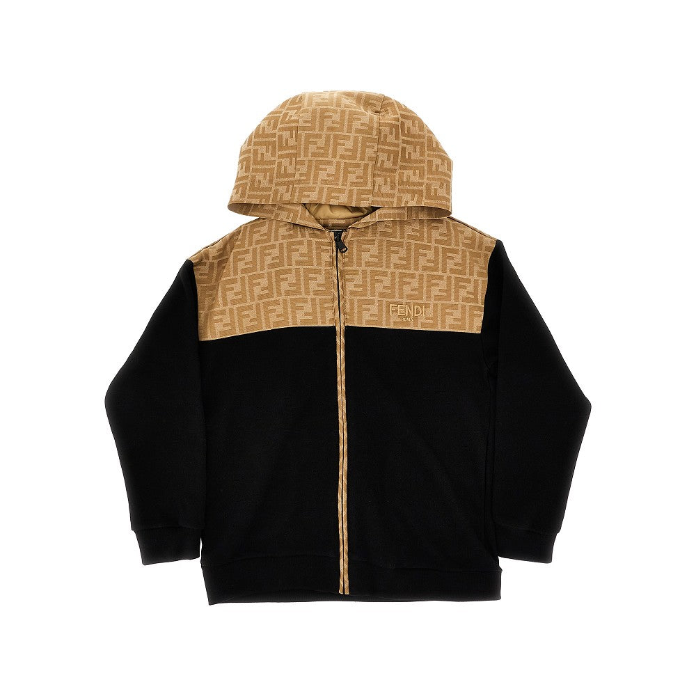 FENDI French terry and FF canvas full-zip hoodie