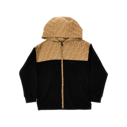 FENDI French terry and FF canvas full-zip hoodie