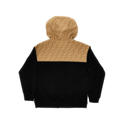 FENDI French terry and FF canvas full-zip hoodie