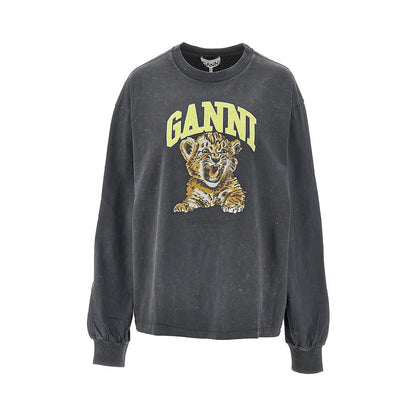 Ganni Cotton T-shirt with 'Tiger' print