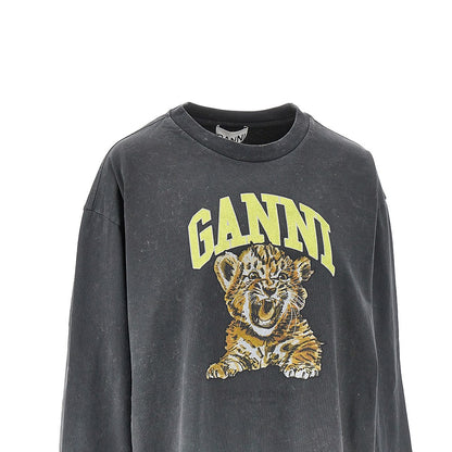 Ganni Cotton T-shirt with 'Tiger' print