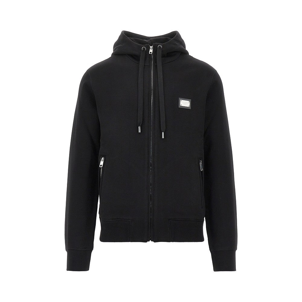 DOLCE&GABBANA Full-zip hoodie with logo plate