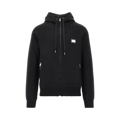 DOLCE&GABBANA Full-zip hoodie with logo plate