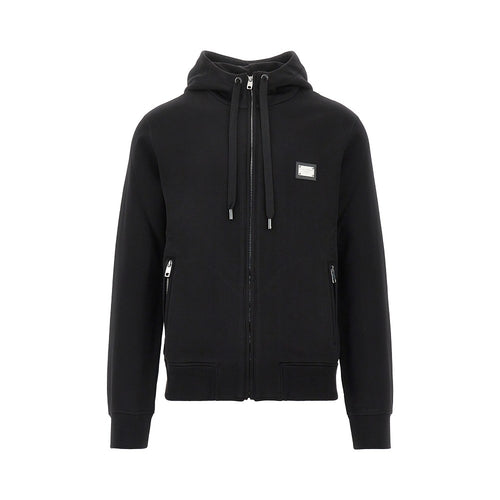 DOLCE&GABBANA Full-zip hoodie with logo plate