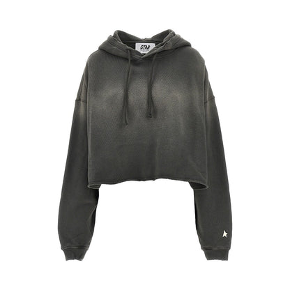 GOLDEN GOOSE Back logo print oversized cropped hoodie