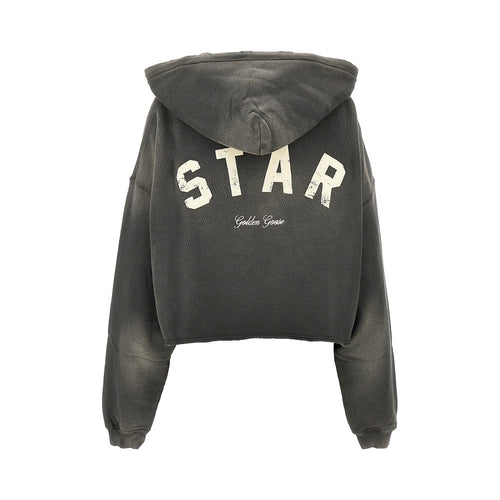 GOLDEN GOOSE Back logo print oversized cropped hoodie