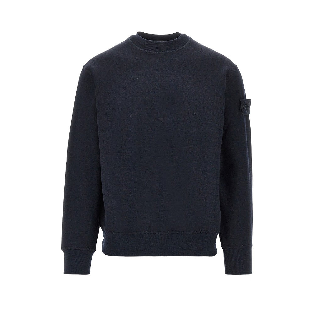 STONE ISLAND Cotton and wool sweatshirt with Logo Badge