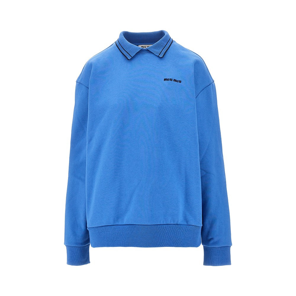 MIU MIU Cotton sweatshirt with scalloped collar