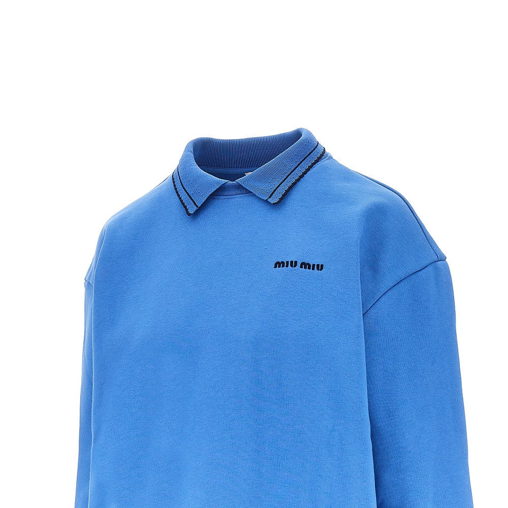 MIU MIU Cotton sweatshirt with scalloped collar