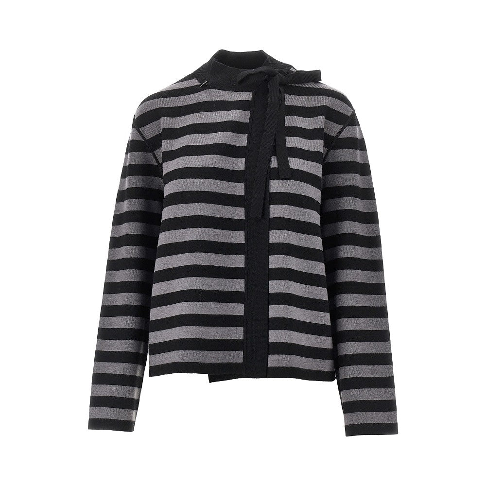 EMPORIO ARMANI Self-tie closure striped wool cardigan